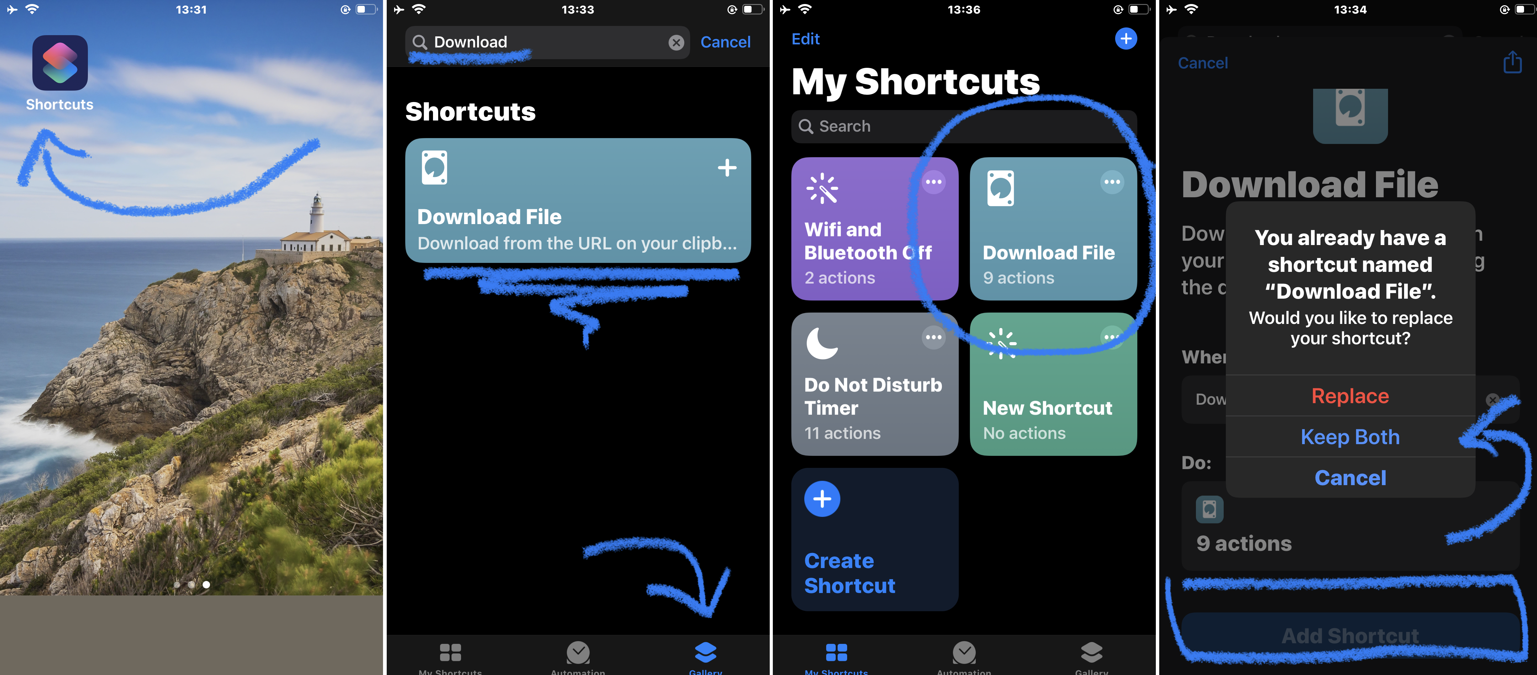 Image showing the Shortcuts app on iPhone.